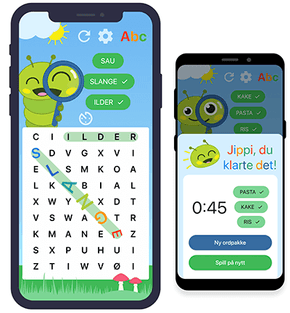 Spill vises på en telefon